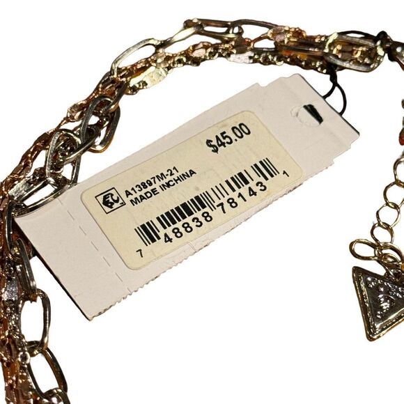 NWT Guess Two-Tone Crystal Layered Necklace - Picture 3 of 3